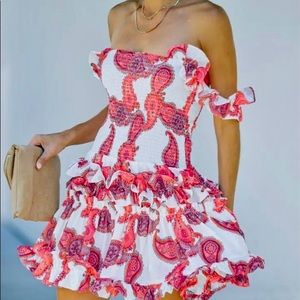 Vici Paisley Smocked Ruffle Mini Dress